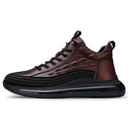 Brauner Air-Cushion Sneaker, Herren, Leder, rutschfest, modisch, bequem, sportlich.
