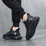 Schwarze Air-Cushion-Sneaker, Herren, rutschfest, sportlich, bequem, modern.