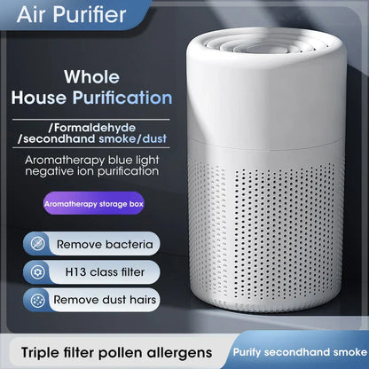Weißer Luftreiniger mit HEPA-Filter, Aromatherapie, entfernt Bakterien, Staub, Rauch.