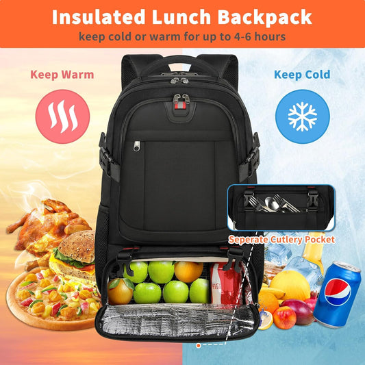 Extra stor rese-ryggsäck för lunch och laptop med USB-laddningsport