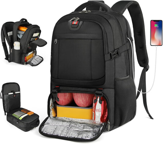 Extra stor rese-ryggsäck för lunch och laptop med USB-laddningsport