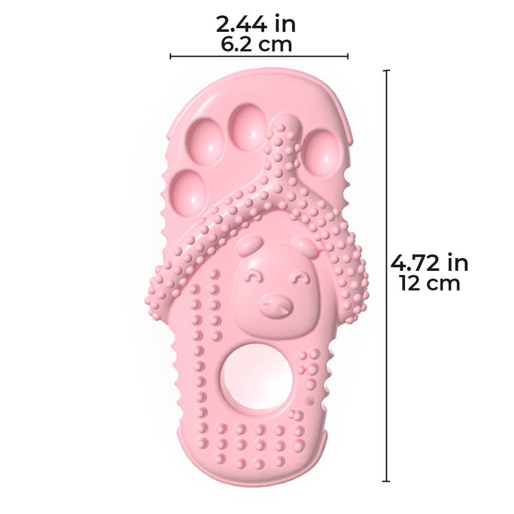 Rosa Hundekauspielzeug in Pantoffelform, wasserdicht, bissfest, zahnreinigend, 12 cm.