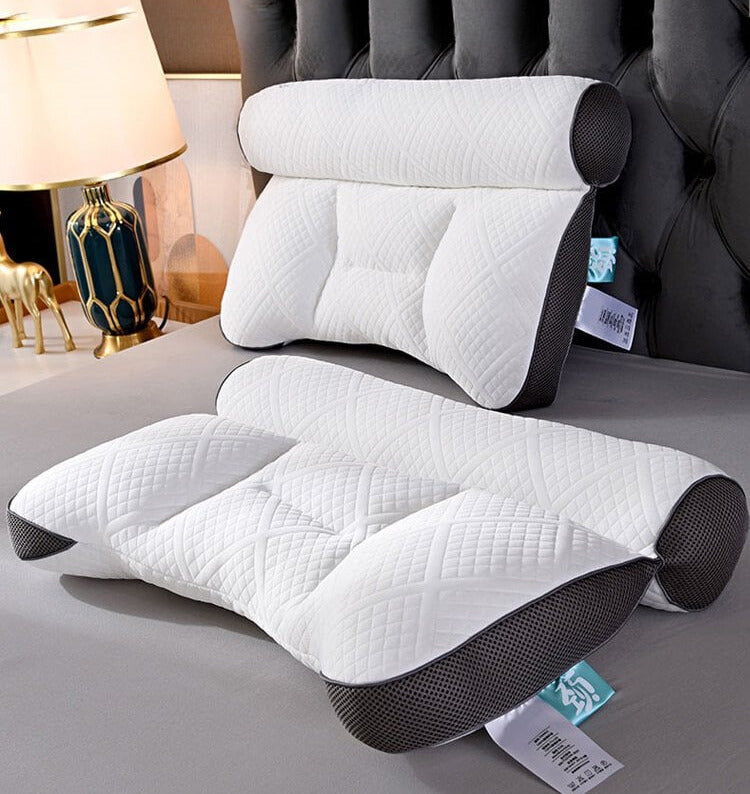 Orthopädisches Nackenstützkissen, weiß, ergonomisch, atmungsaktiv, für besseren Schlaf.