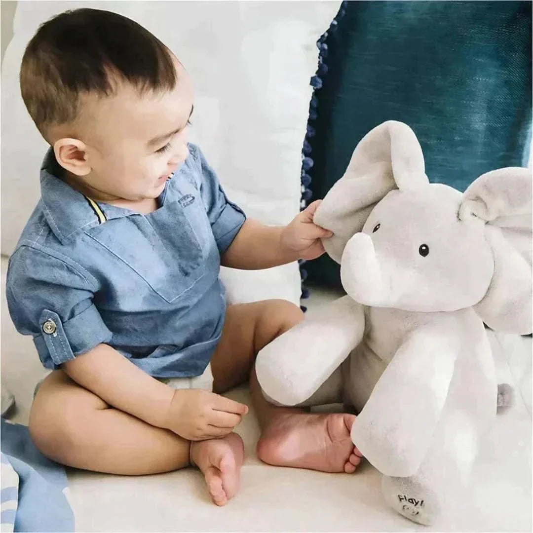 Interaktiv babyelefant med spel- och språkfunktion för småbarn