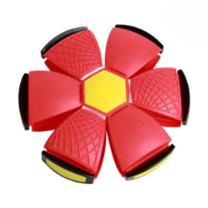 Roter und gelber fliegender Untertassenball, faltbar, Spielzeug für Kinder, Outdoor-Spaß.