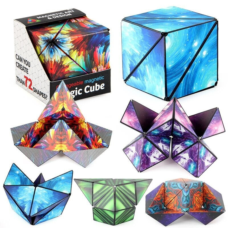 Magischer Würfel, magnetisch, geometrisch, bunt, 3D-Puzzle, Spielzeug für Kinder und Erwachsene.