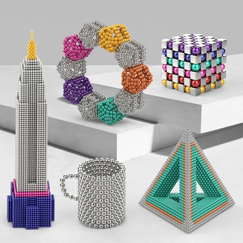 Magnetische Bausteine Set, geometrische Formen, bunte Kugeln, kreative 3D-Puzzle, Lernspielzeug.