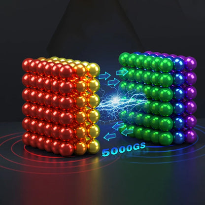 Bunte magnetische Kugeln, 5000GS, Spielzeug, Stressabbau, rot-gelb und grün-blau, leuchtend.
