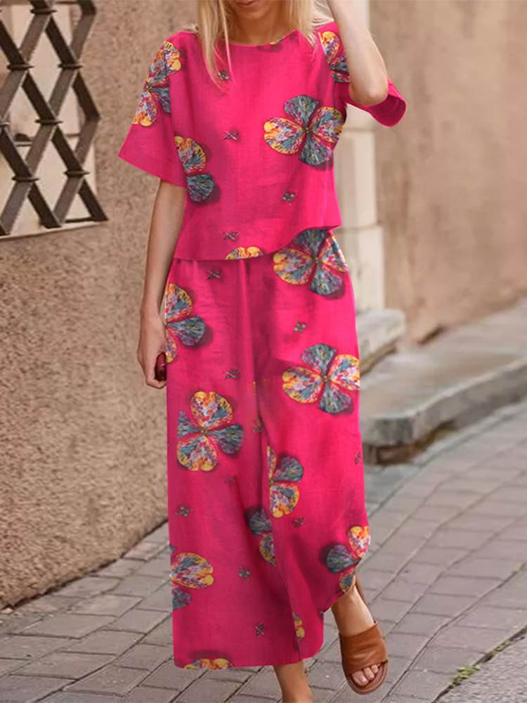 Luftigt tvådelat sommaroutfit i bomull med smickrande passform – Boho-set Zephyra
