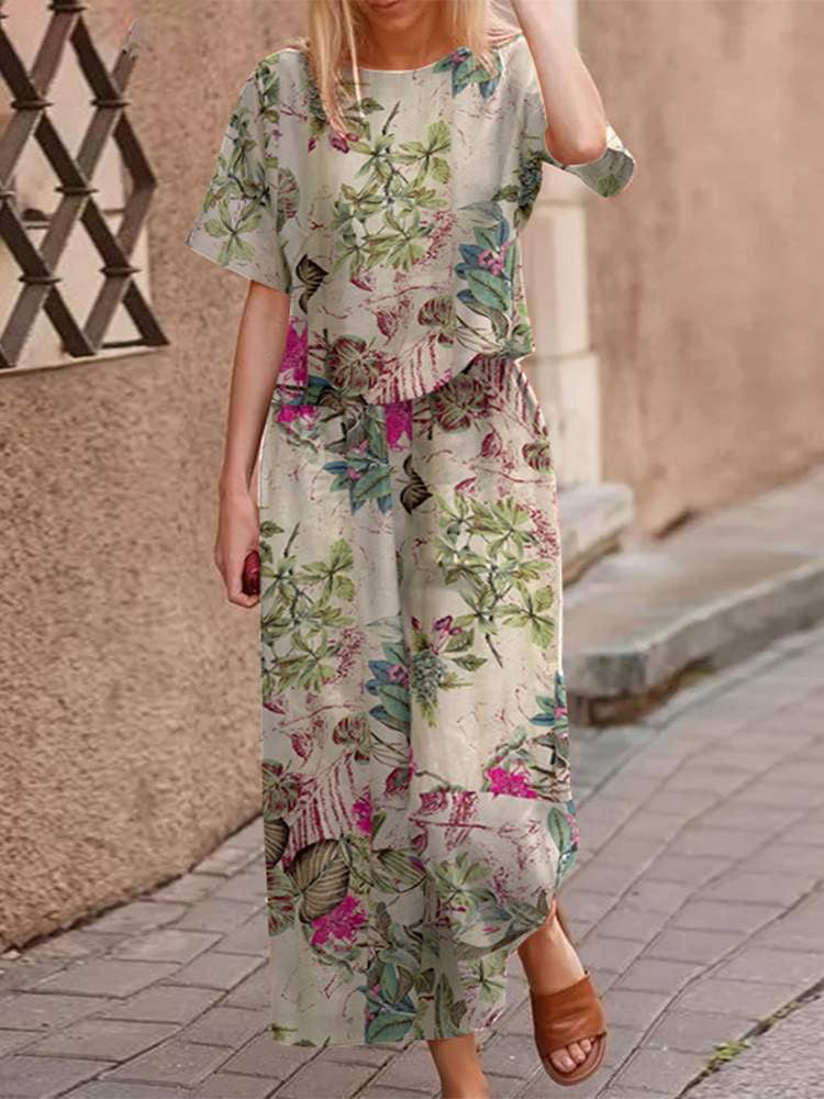 Luftigt tvådelat sommaroutfit i bomull med smickrande passform – Boho-set Zephyra