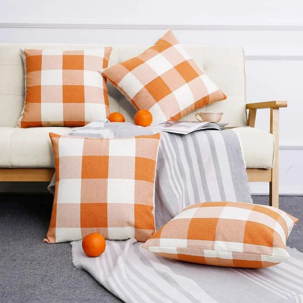 Mysigt rutmönstrat kuddfodral i lantlig stil – Autumn Plaid