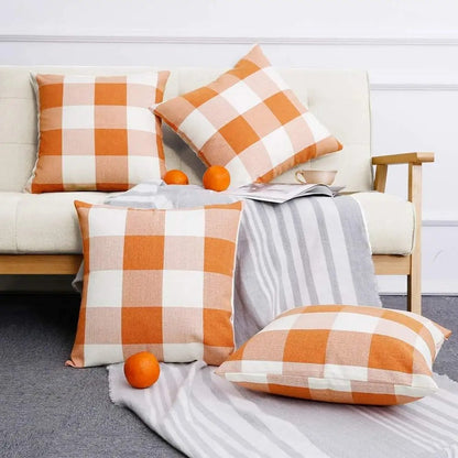 Mysigt rutmönstrat kuddfodral i lantlig stil – Autumn Plaid