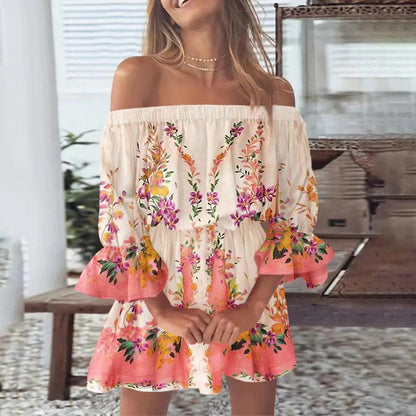 Sommardress med blommönster och utsvängda ärmar – Mireille