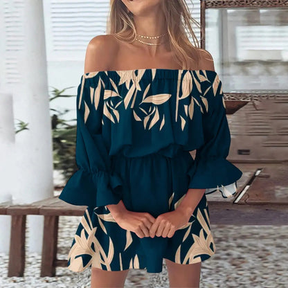 Sommardress med blommönster och utsvängda ärmar – Mireille