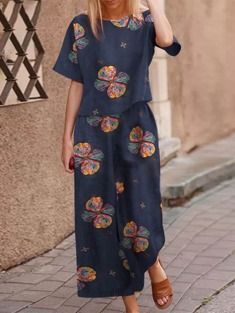 Luftigt tvådelat sommaroutfit i bomull med smickrande passform – Boho-set Zephyra