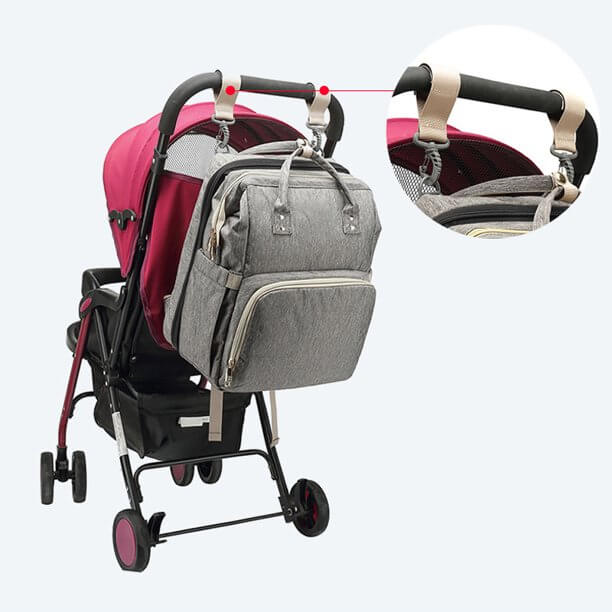 Konvertibel skötväska/ryggsäck med hopfällbar babysäng – vattentät multifackdesign