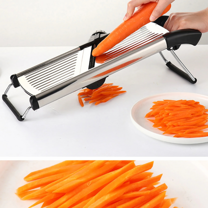 Edelstahl-Gemüsehobel mit Karotte, verstellbar, rutschfest, Küchengerät, Mandoline Slicer.