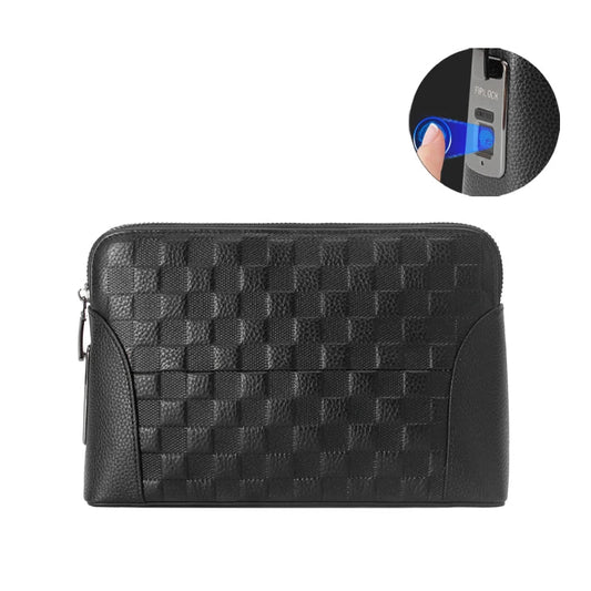 Herrarnas läderhandväska med fingeravtryckslås – stöldsäker clutch och plånbok