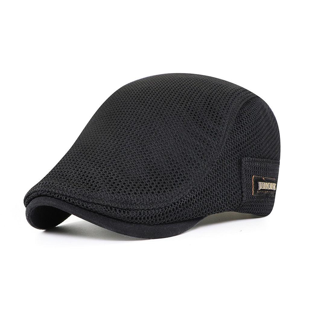Schwarze Herren-Schiebermütze aus Mesh, atmungsaktiv, Baumwolle, modisch, Sommerhut.