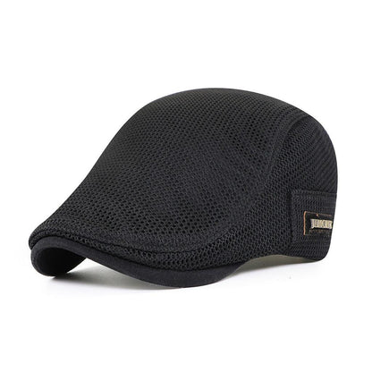 Schwarze Herren-Schiebermütze aus Mesh, atmungsaktiv, Baumwolle, modisch, Sommerhut.
