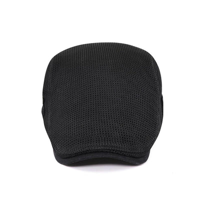 Schwarze Herren-Schiebermütze aus Baumwolle, atmungsaktives Mesh-Design, modisch und lässig.