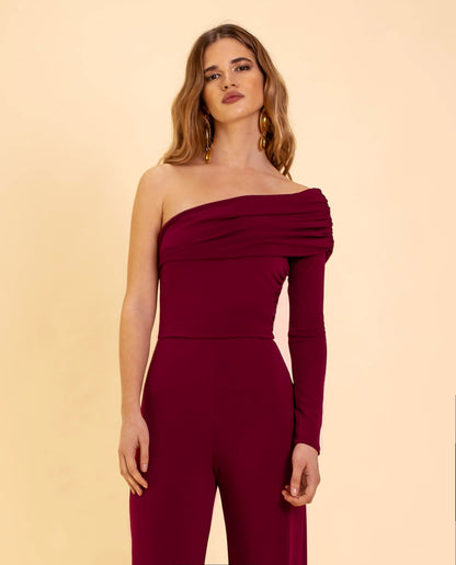 Damjumpsuit med en axel – Alessia, höstens trollkarl