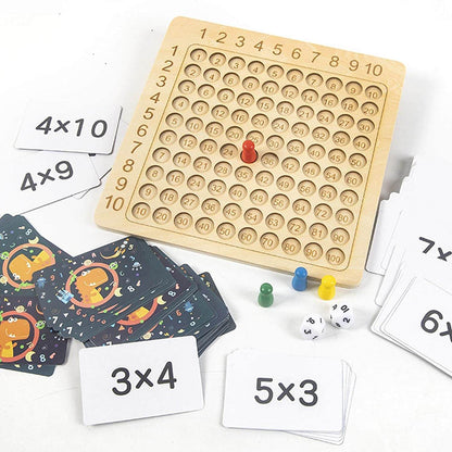 Lärande spel träbräda för multiplikation 1–10 med kort och tärningar