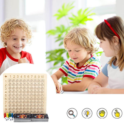 Lärande spel träbräda för multiplikation 1–10 med kort och tärningar