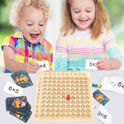 Lärande spel träbräda för multiplikation 1–10 med kort och tärningar