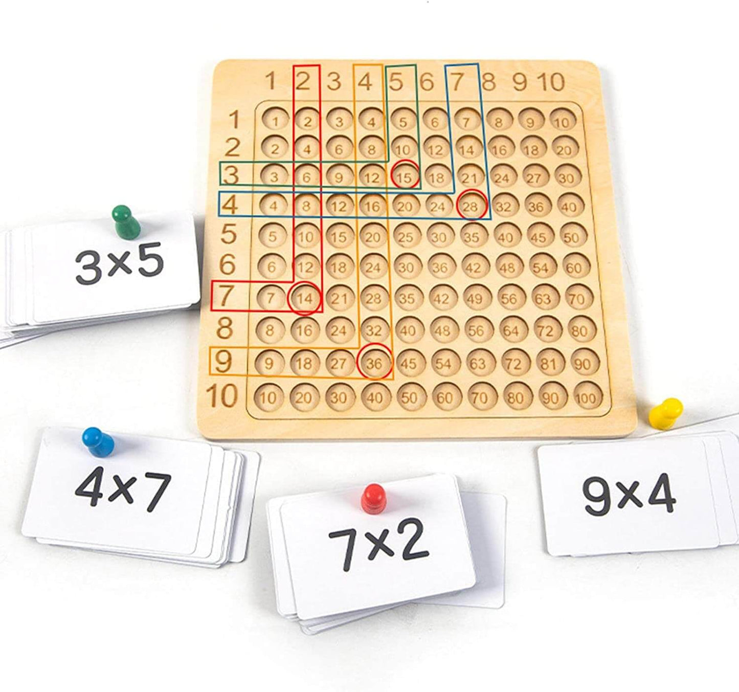 Lärande spel träbräda för multiplikation 1–10 med kort och tärningar