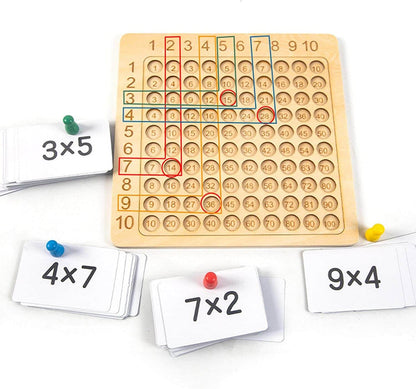 Lärande spel träbräda för multiplikation 1–10 med kort och tärningar