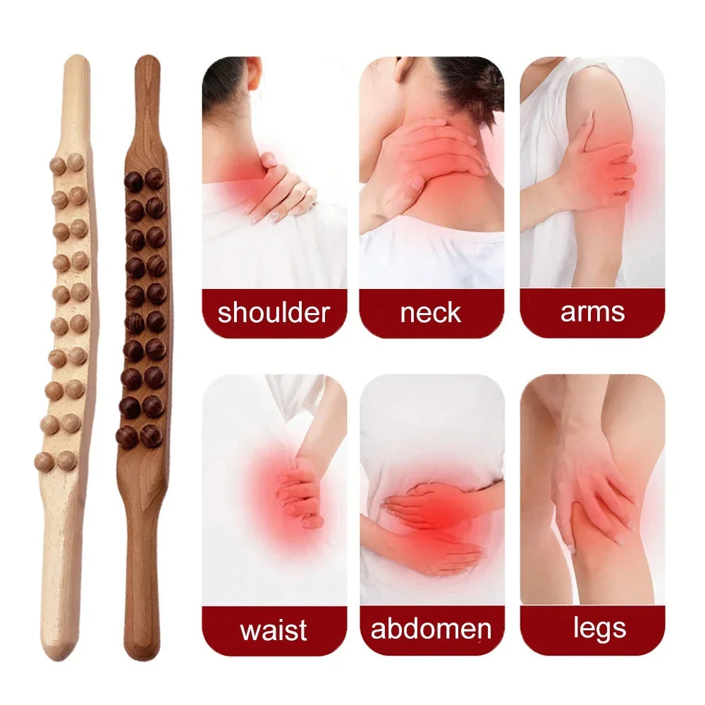 Holz-Massagestab für Nacken, Schultern, Arme, Taille, Bauch, Beine, Schmerzlinderung.