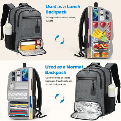 Vattentät laptop- och lunchryggsäck med USB-anslutning – reseryggsäck med flera fack