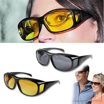 Gelbe Nachtsichtbrille, schwarz, UV-Schutz, für Autofahren, Unisex, modisch, sicher.