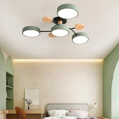 Moderne LED-Deckenleuchte, grün, skandinavisches Design, Wohnzimmerbeleuchtung, energieeffizient.