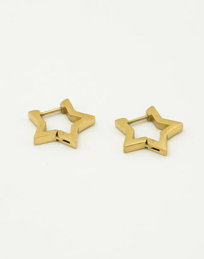 Goldene Stern-Ohrringe, Edelstahl, modisch, Damen-Schmuck, elegantes Design.