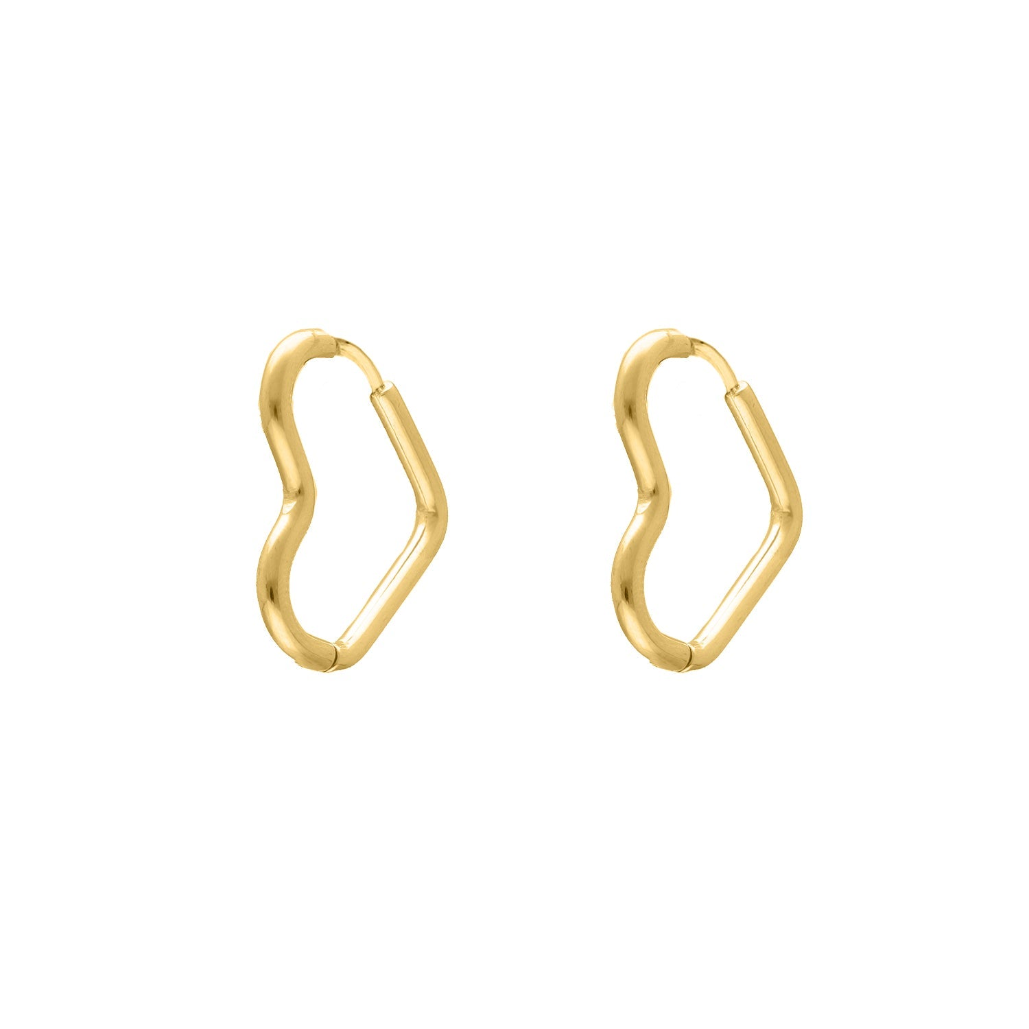 Goldene Herz-Ohrringe, minimalistisch, modisch, Schmuck für Damen, elegantes Design.