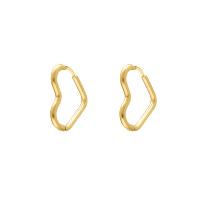 Goldene Herz-Ohrringe, minimalistisch, modisch, Schmuck für Damen, elegantes Design.