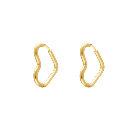 Goldene Herz-Ohrringe, minimalistisch, modisch, Schmuck für Damen, elegantes Design.