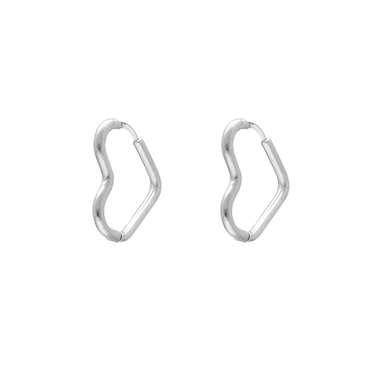 Silberne Herz-Ohrringe, minimalistisch, modern, Schmuck für Damen, modisches Accessoire.