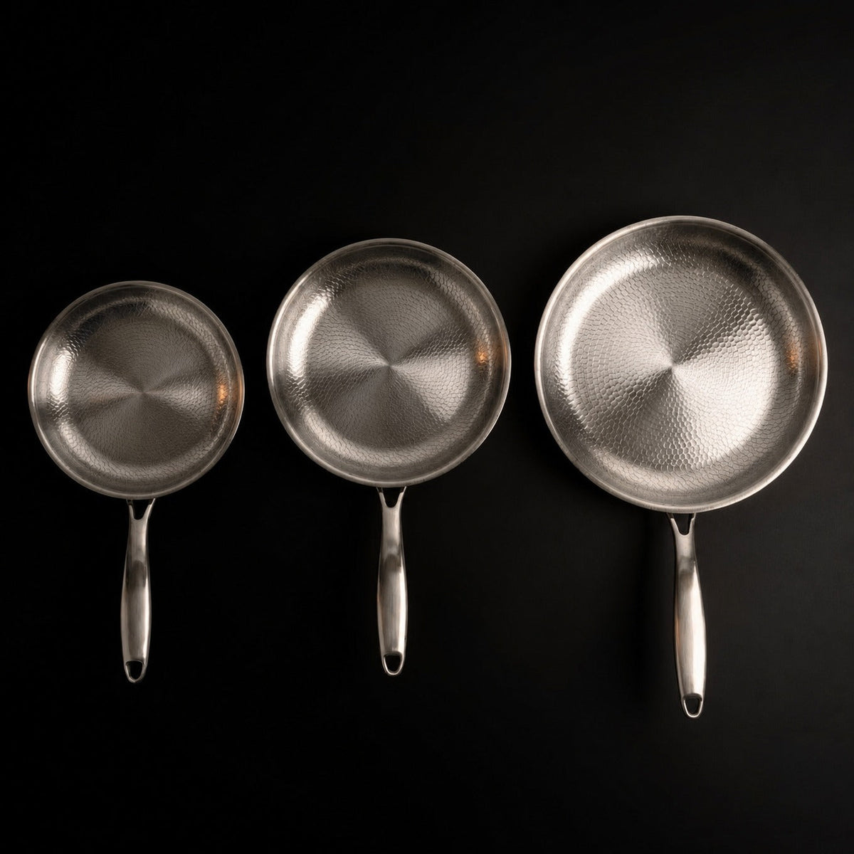 Hand-Hammered Titanium Pan Set - 3 Pieces, PFAS-Free 3