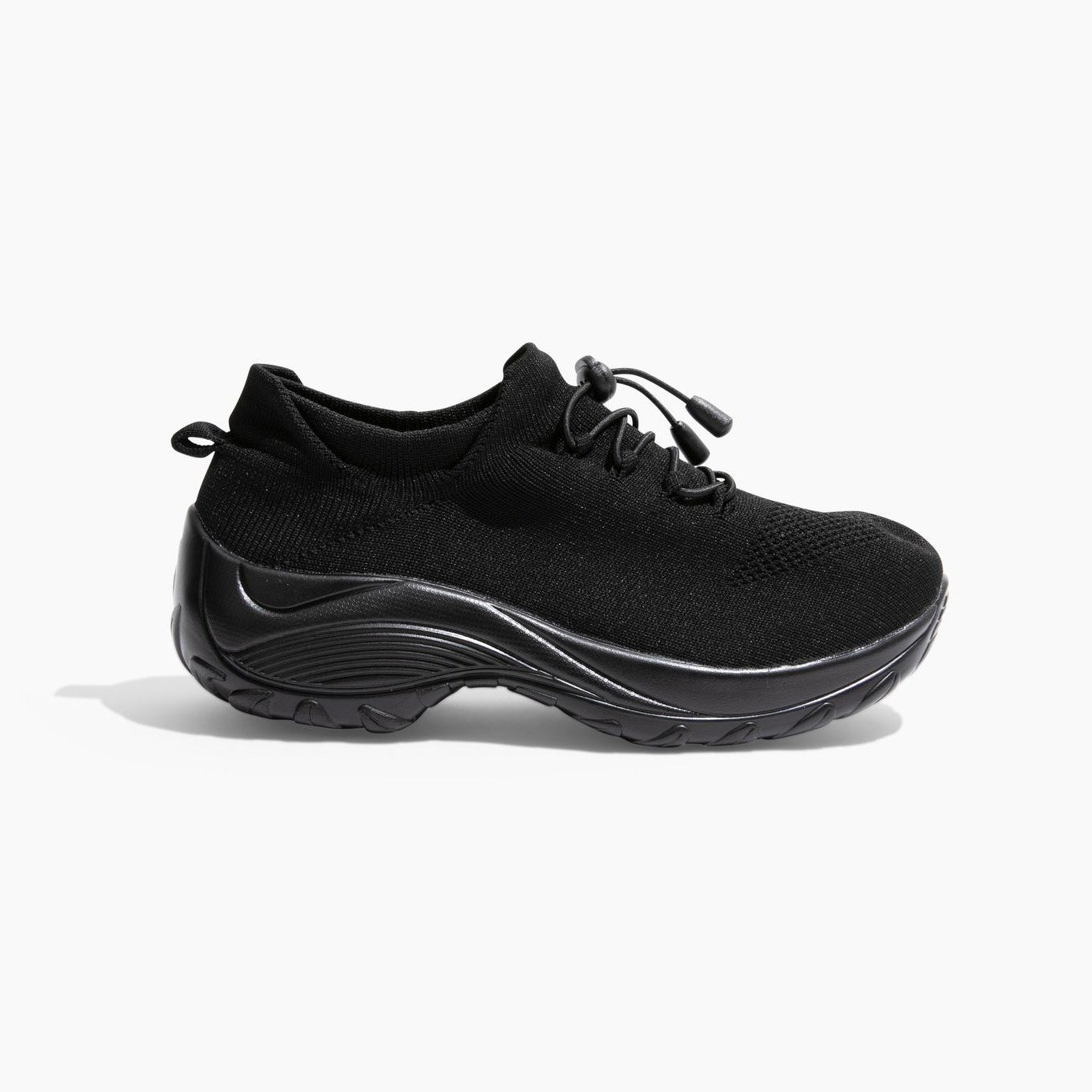 Schwarze orthopädische Stretch-Schuhe, bequem, rutschfest, für Damen und Herren.
