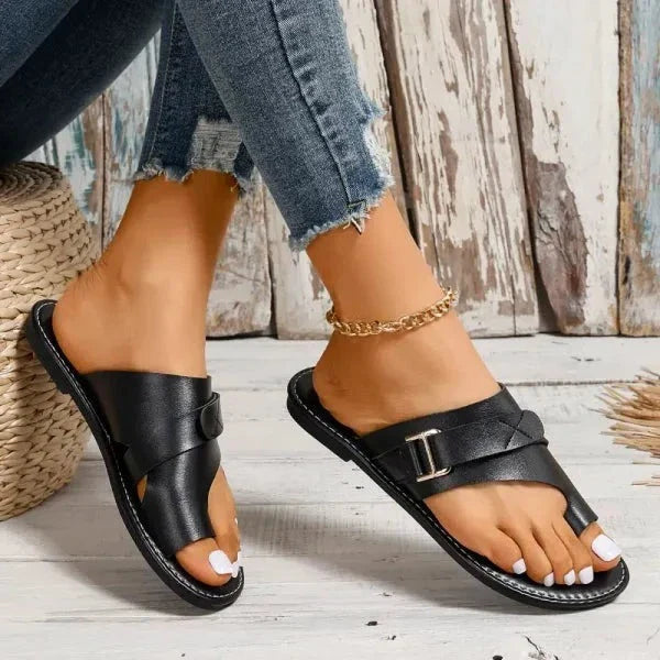 Ortopediska damlädersandaler med hallux valgus-korrigering – Livia