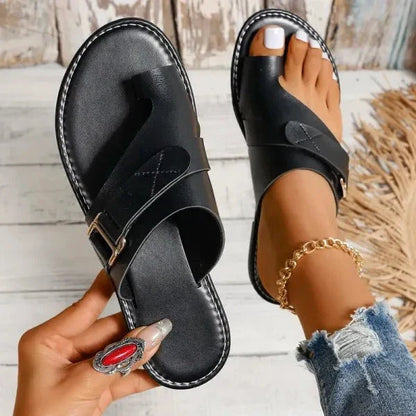 Ortopediska damlädersandaler med hallux valgus-korrigering – Livia