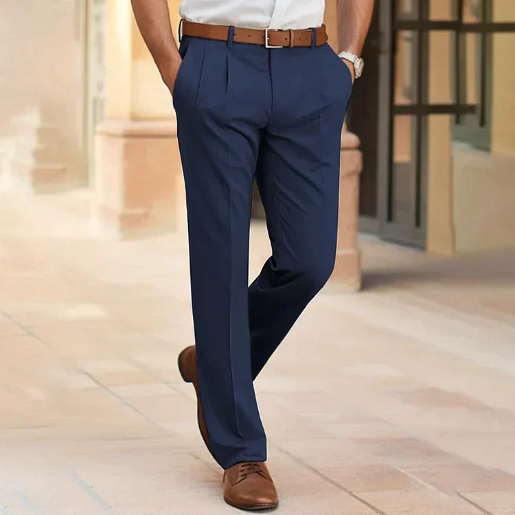 Navyblauer Herren-Businesshose, elegant, aus Baumwolle, ideal für Büro und formelle Anlässe.