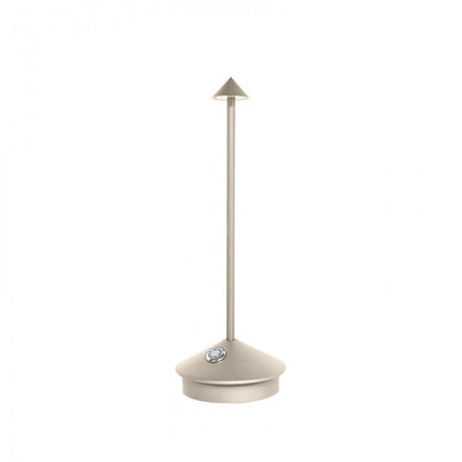 Moderne Pina Tischlampe, beige, Metall, LED, minimalistisches Design, Innenbeleuchtung.