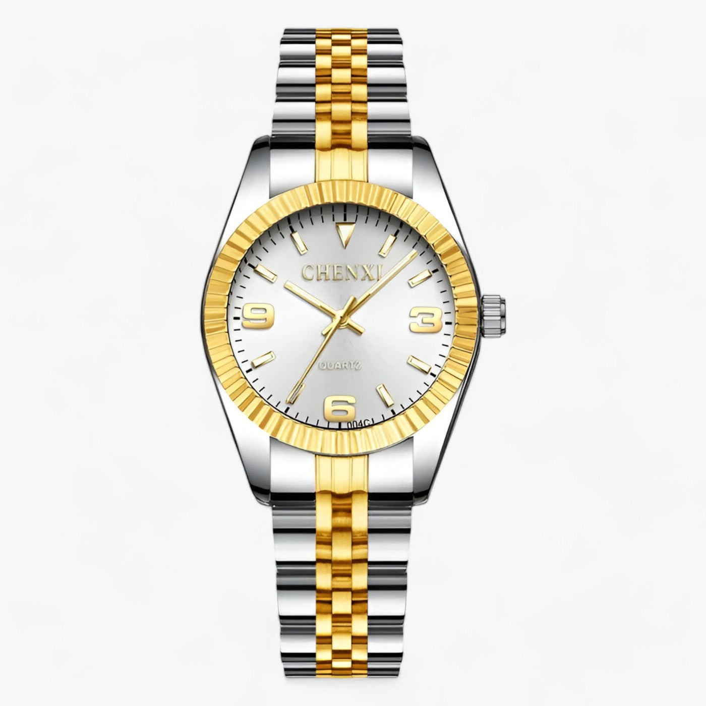 Zweifarbige Chenxi Armbanduhr, silber-gold, Edelstahl, Quarzwerk, elegantes Design.