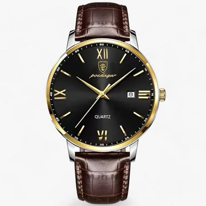 Lyxigt herrarmbandsur med läderarmband – Adrien