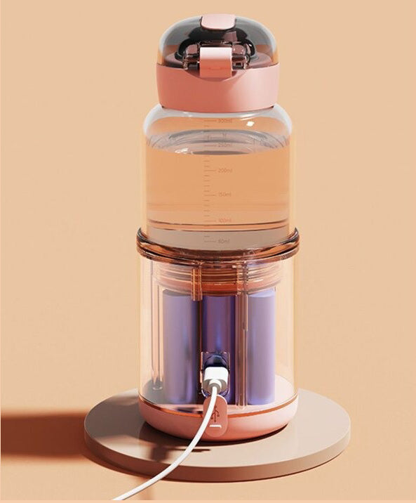 Rosa tragbarer Wasserbecher mit Temperaturregelung, USB-Ladekabel, 500ml, Kunststoff.