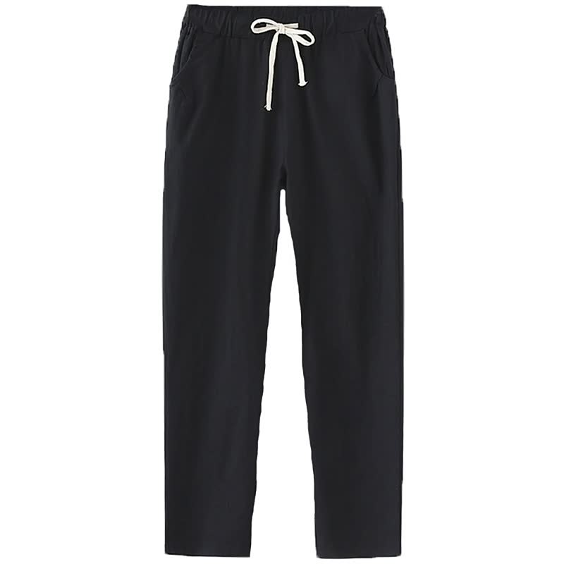 Schwarze Jogginghose mit Kordelzug, bequem, Baumwolle, Freizeitkleidung, Herrenmode.